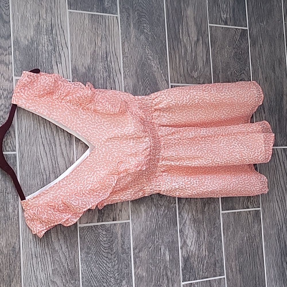 Express Womens Romper Size XXS Coral Sheer Lined